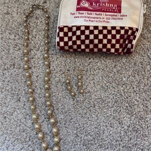 Gold Necklace and Earring Set